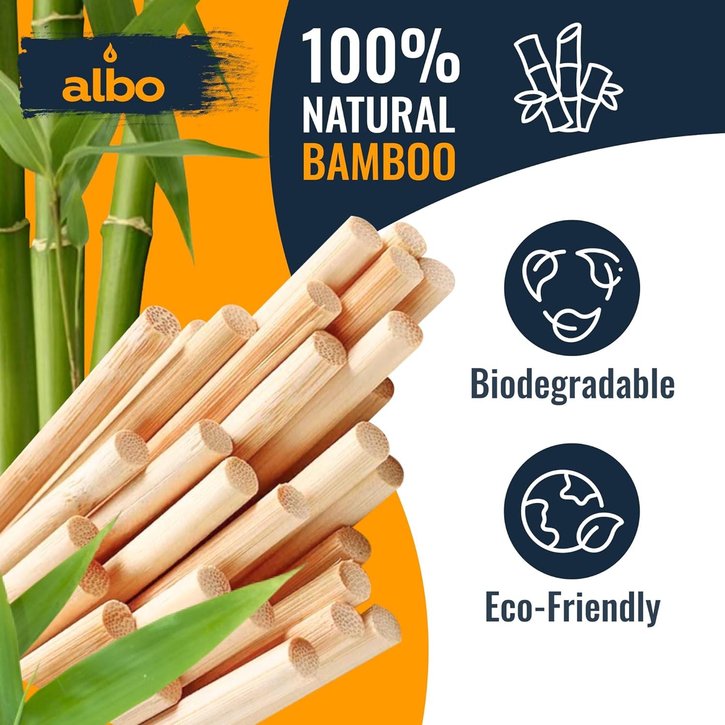 ALBO Bamboo Wooden Dowel Rods , 1/8" x 6" Round Wood Sticks for Crafts and DIY, 100 pieces