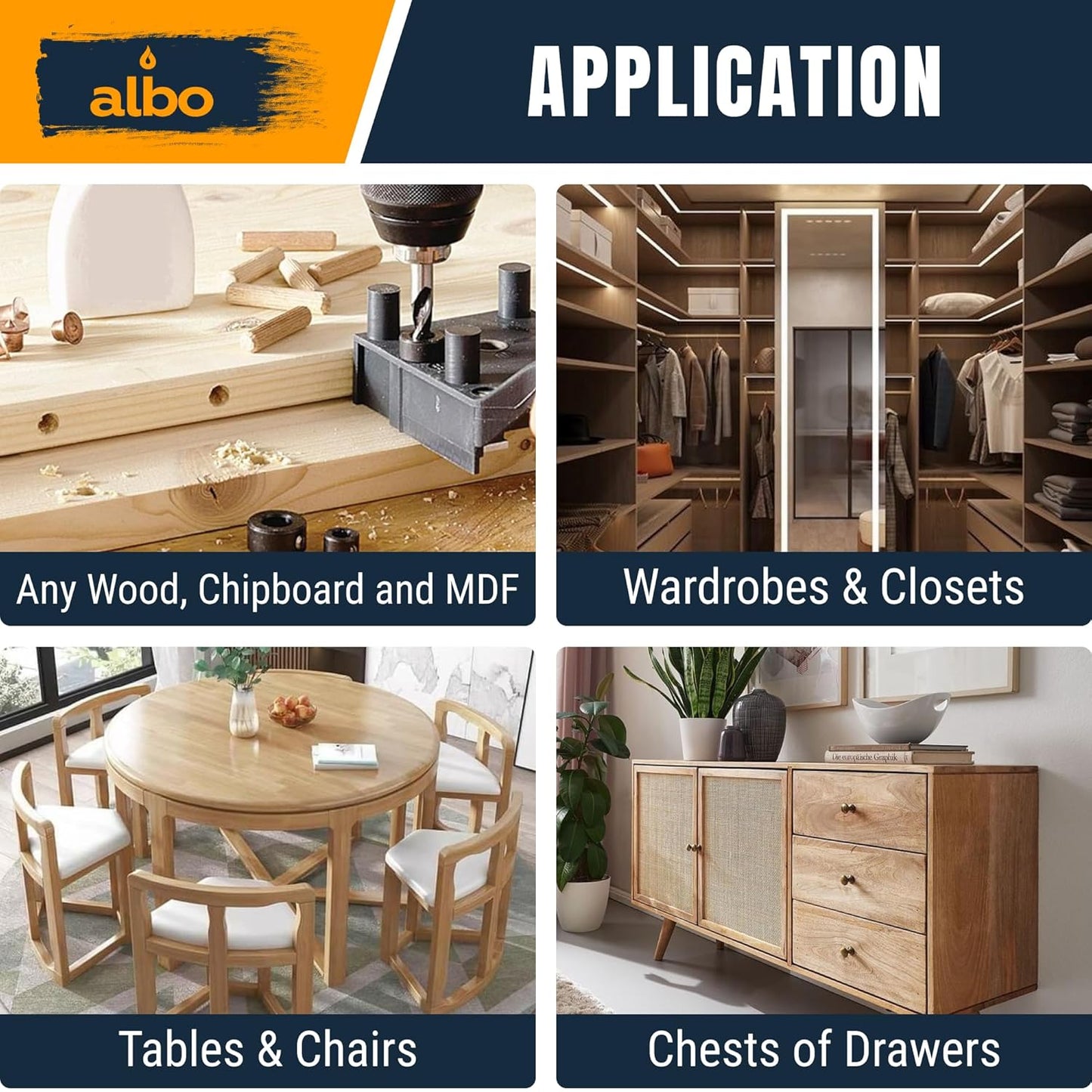 ALBO Wooden Dowel Pins, Assorted Sizes 1/4, 5/16, 3/8 inch, pack 500 pcs