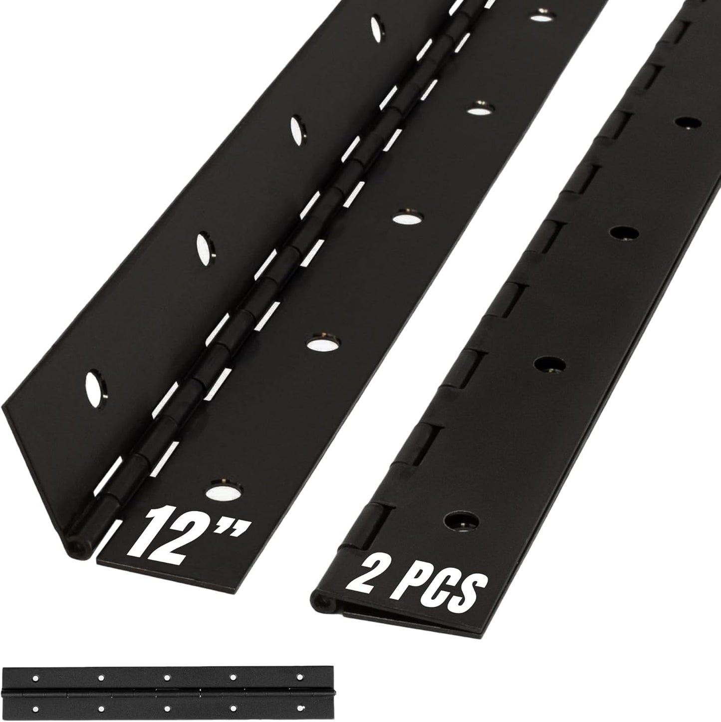 ALBO 12" Black Heavy Duty Piano Hinge Continuous, Stainless Steel, Set of 2 pcs