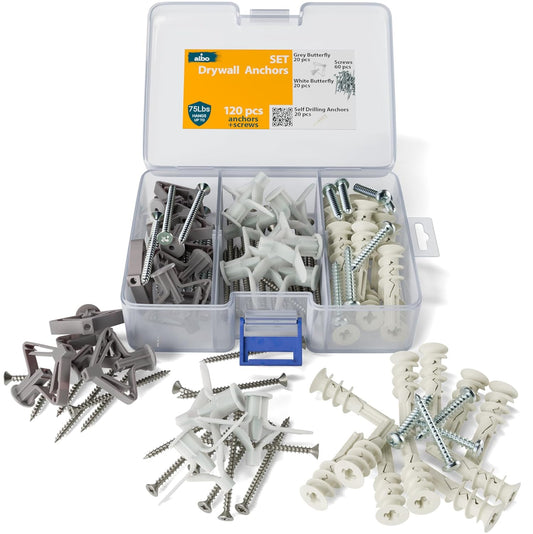 ALBO Plastic Drywall Anchors with Screws 120pcs