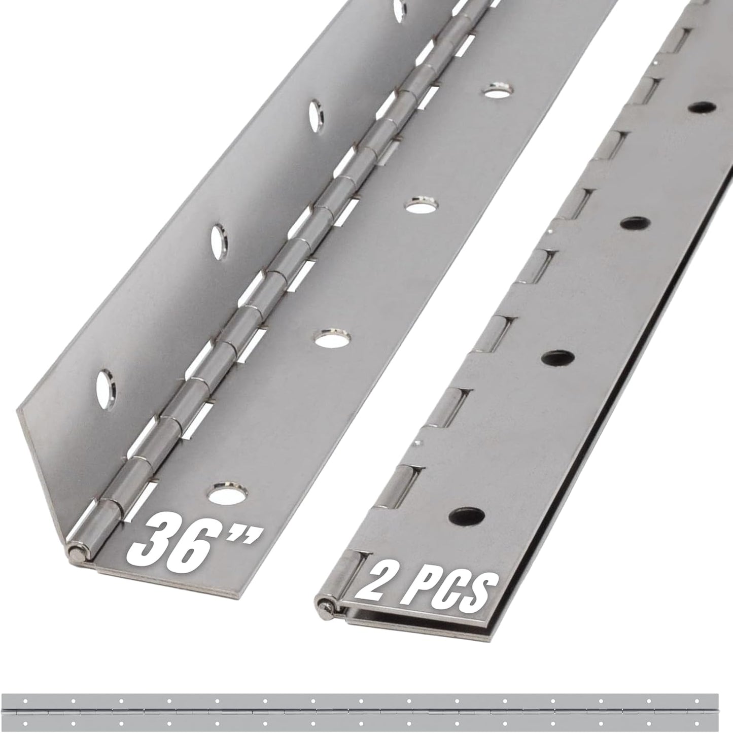 ALBO 36" Silver Heavy Duty Piano Hinge Continuous, Stainless Steel, Set of 2 pcs