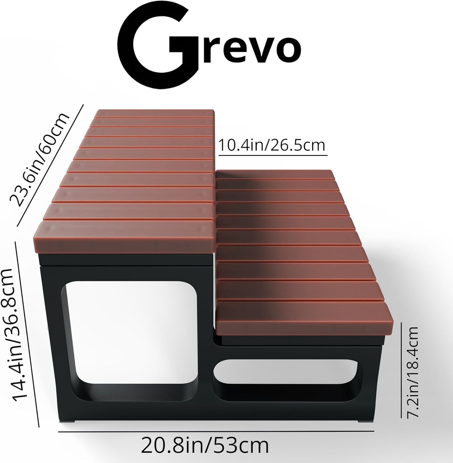 GREVO 2 Tier Slip Resistant Hot Tub Steps, Swim Spa Steps, Jacuzzi Steps, Outdoor Spa Steps, Brown Color