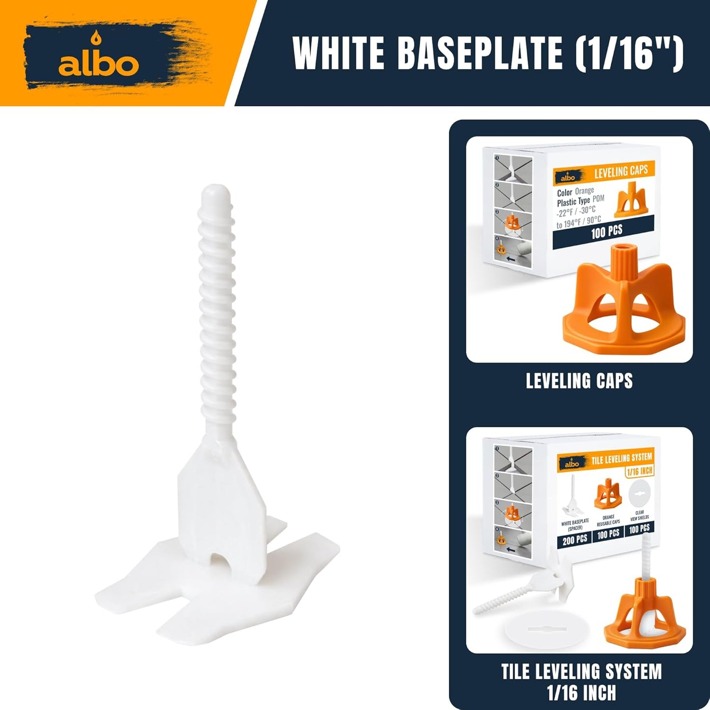 ALBO Tile Leveling System Base Plates 1/16" 250 PCS