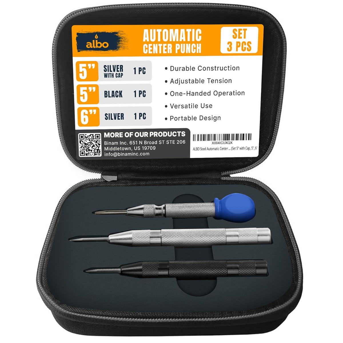 ALBO 5 inch Black Alloy Steel Automatic Center Punch Tool