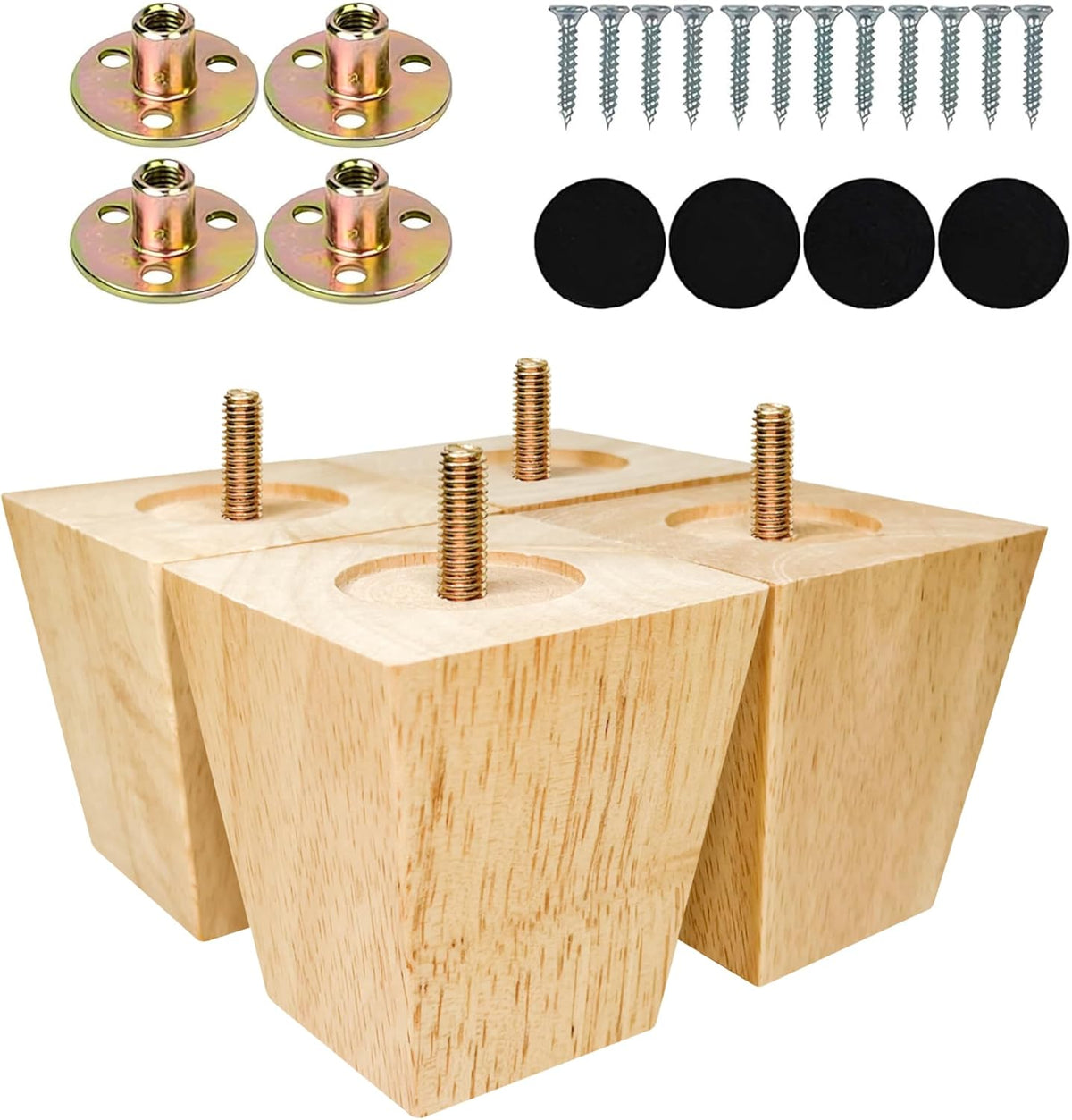 Albo Furniture Legs 3 inch Square Brown 4pcs