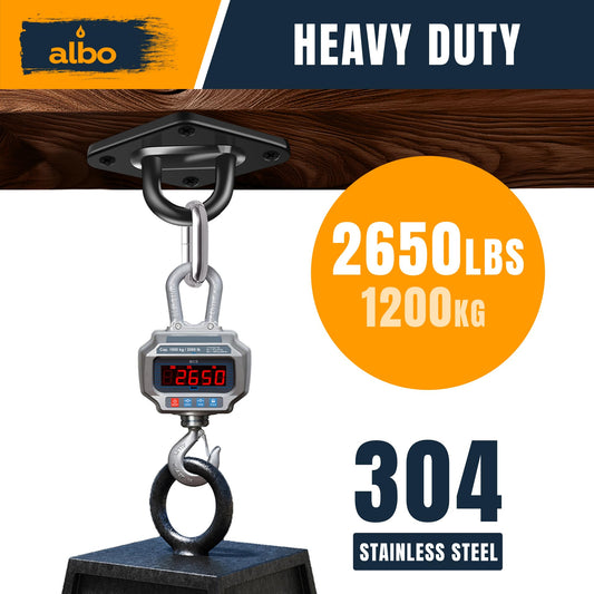 Albo Diamond Plate 2650lbs Swing Hangers 2 PCS - Heavy Duty Ceiling Mount Hooks with Snap Carabiners, 304 Stainless Steel for Wood & Concrete & Metal, Indoor Outdoor Anchor for Hammock, Yoga, TRX