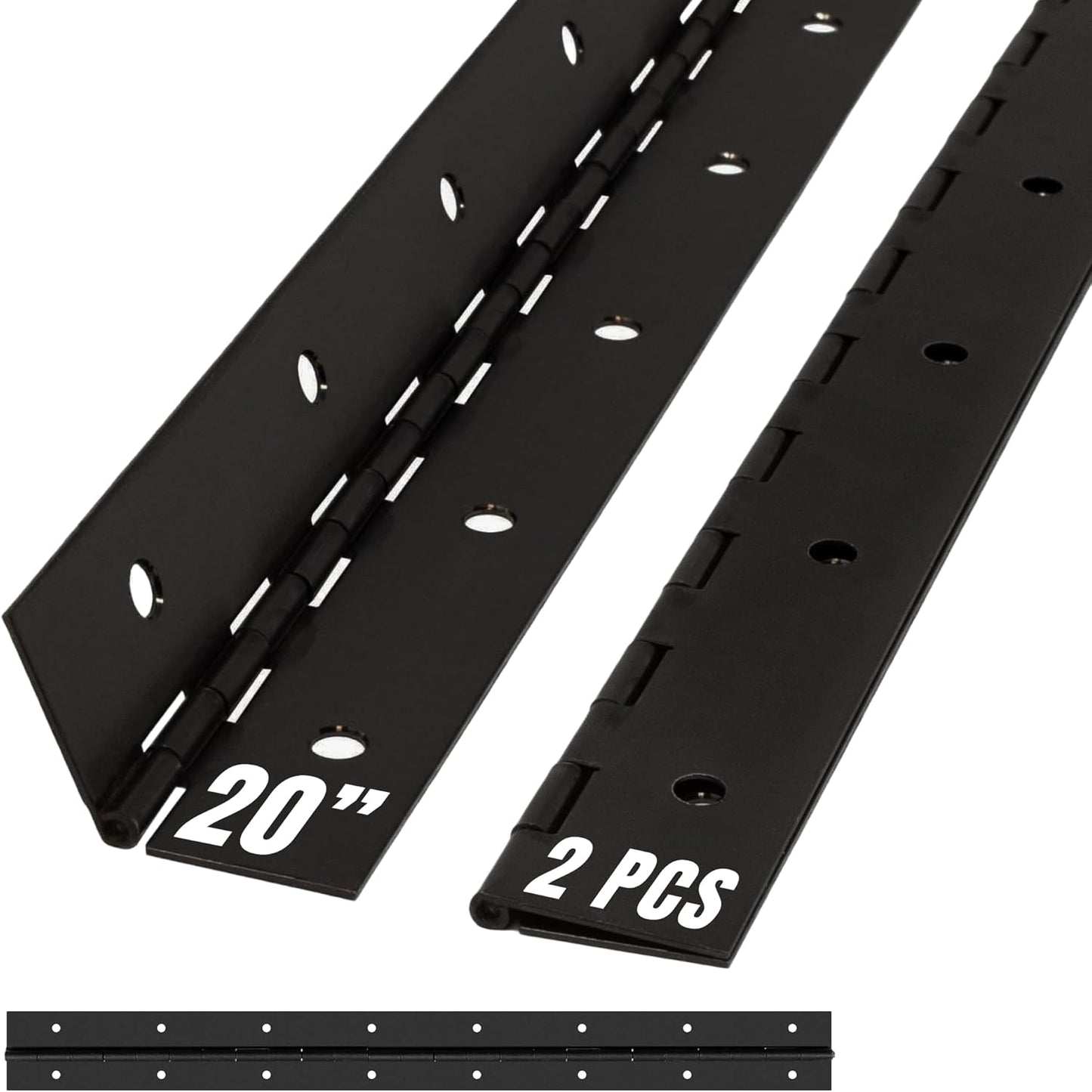 ALBO 20" Black Heavy Duty Piano Hinge Continuous, Stainless Steel, Set of 2 pcs