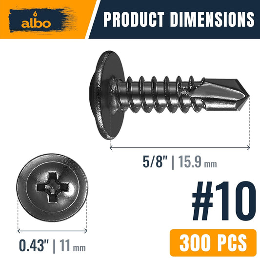 ALBO #10 x 5/8 inch Stainless Steel Self Tapping Truss Head Screws 300pcs