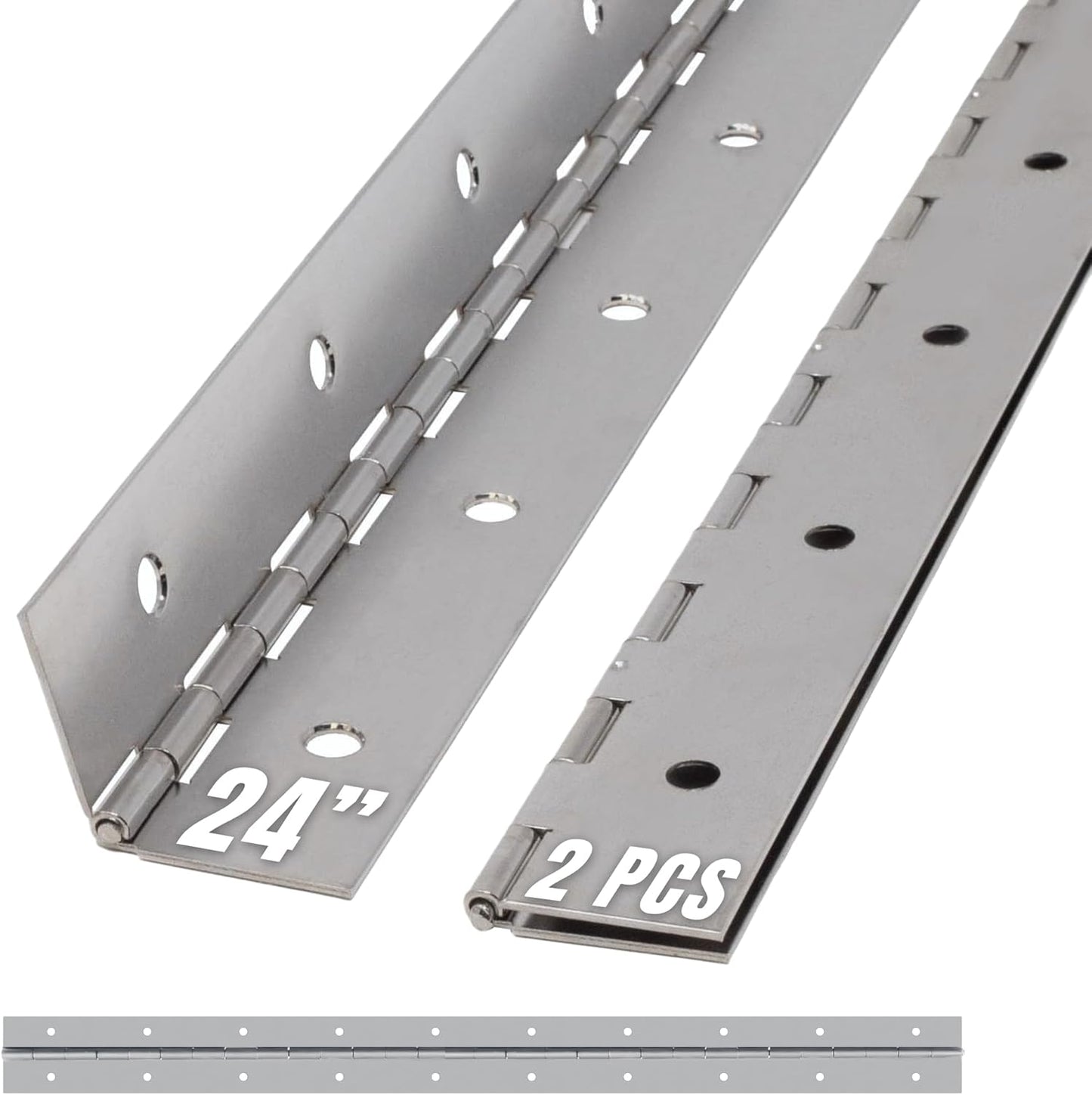 ALBO 24" Silver Heavy Duty Piano Hinge Continuous, Stainless Steel, Set of 2 pcs