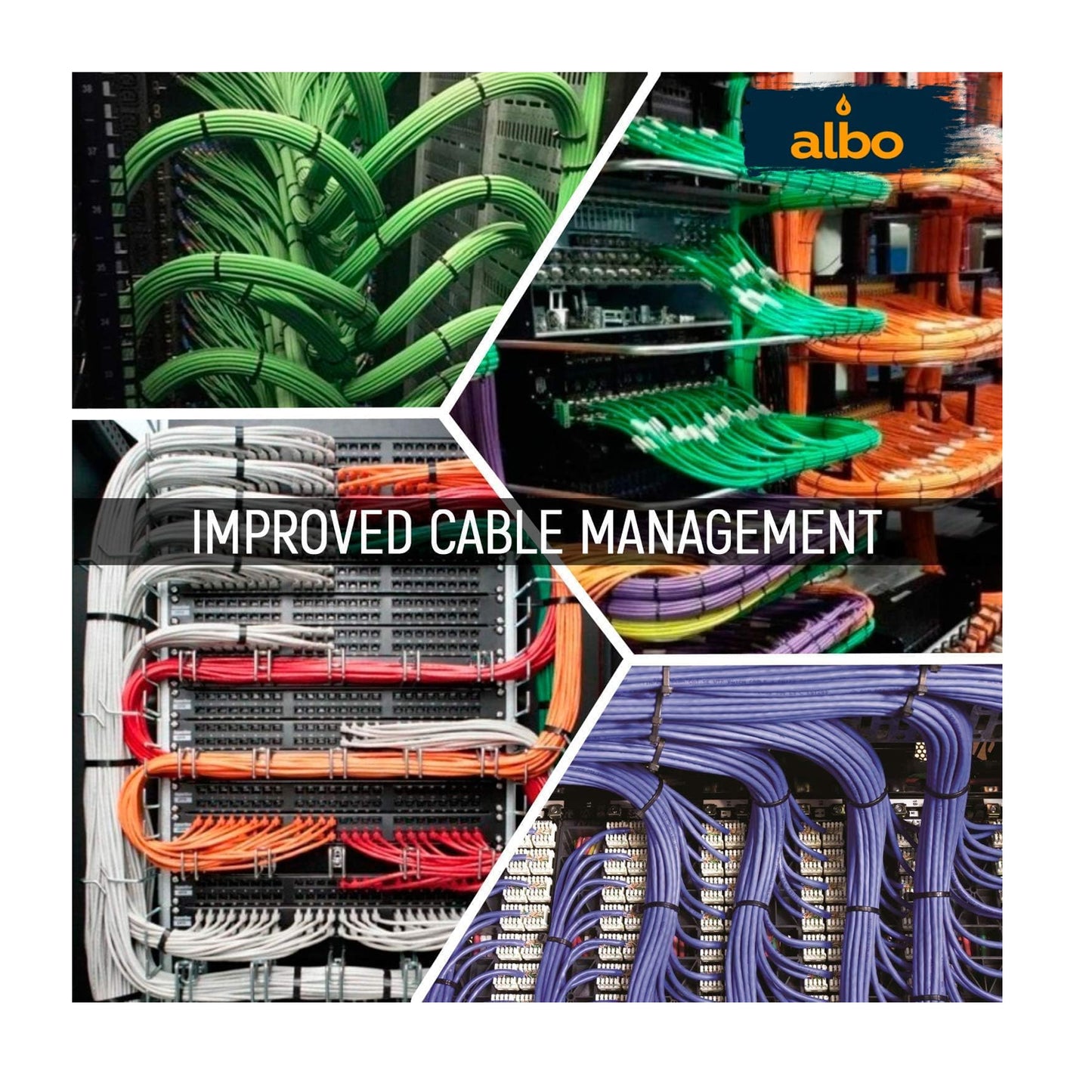 ALBO Black Zip Ties 24 Inch, Nylon Wire Ties for Indoor and Outdoor, Pack 50 pcs