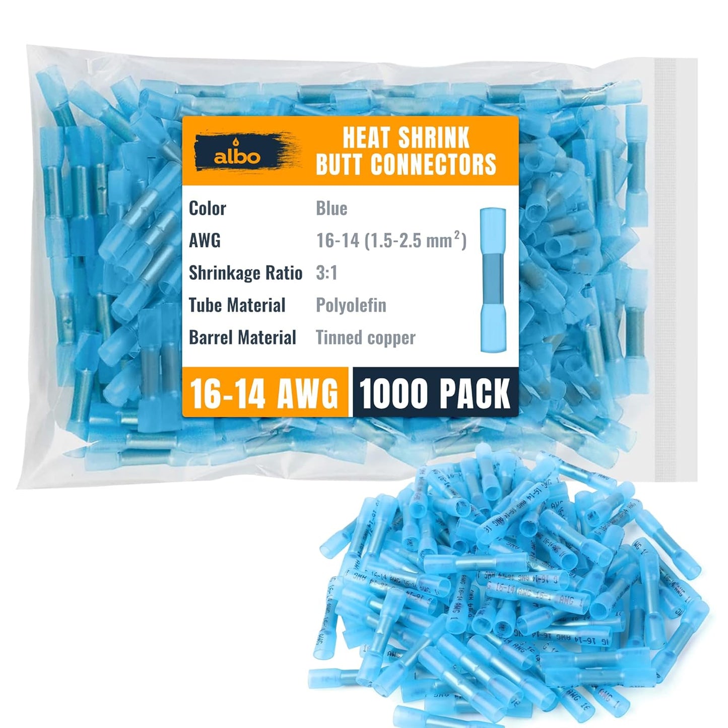 ALBO Heat Shrink Butt Connectors 16-14 AWG 500pcs