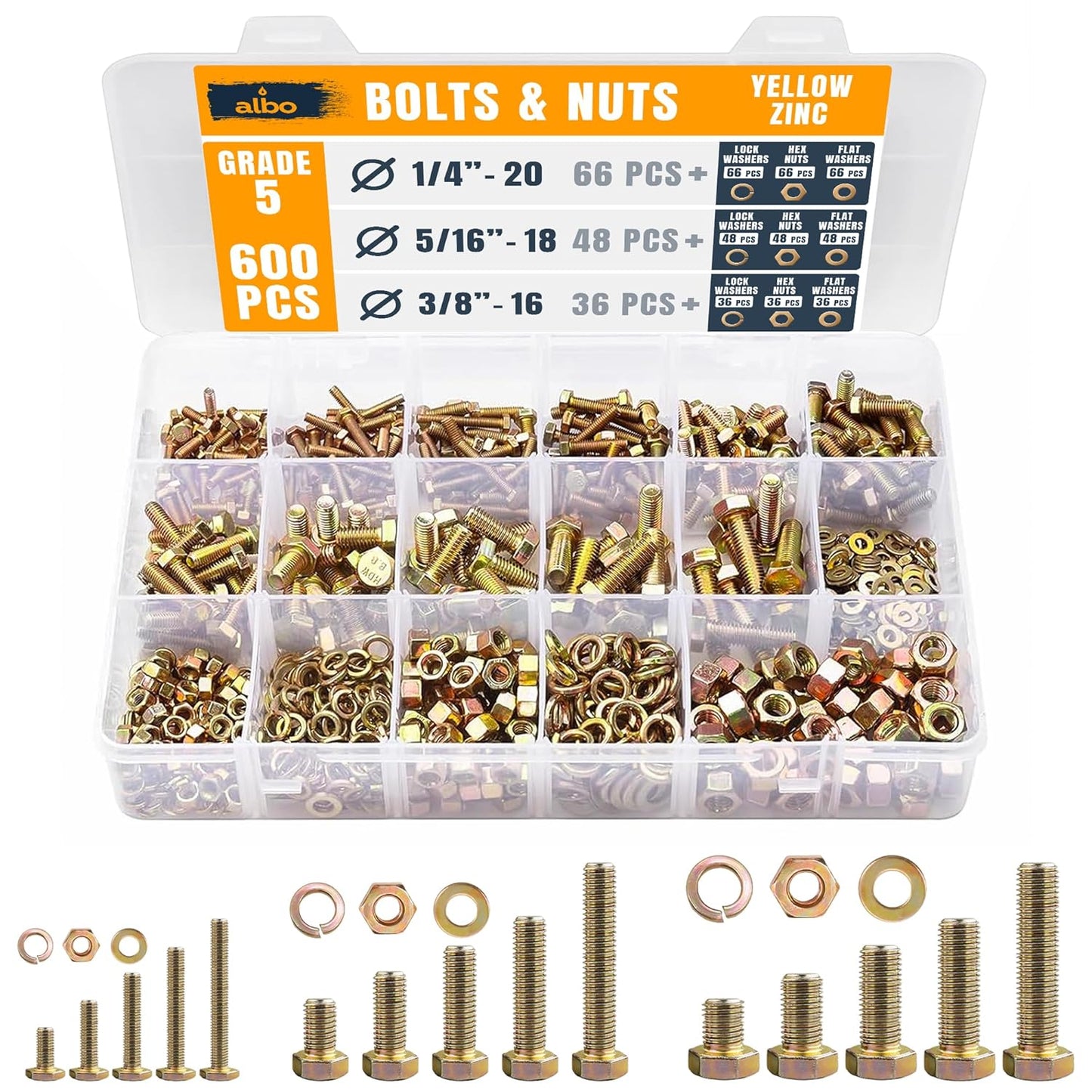 ALBO 304 Stainless Steel M2 M3 M4 M5 Metric Screw Assortment 1000PCS, Nuts & Flat/Spring Washers Kit, 4 Allen Keys, Hex Socket Button Head Cap, Tweezers, Organized Box for 3D Printer, RC, Furniture