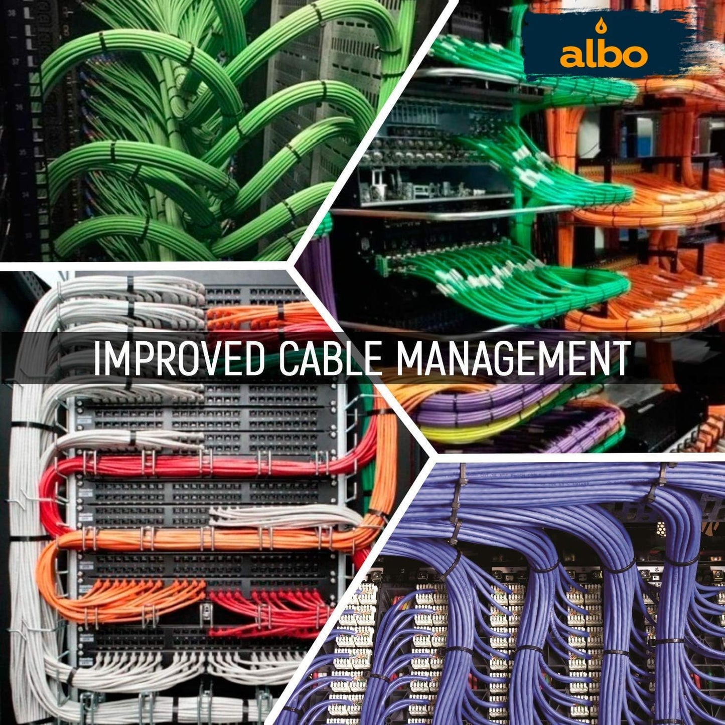 ALBO Black Zip Ties, Assorted Sizes 6", 8", 10", 12", Pack 400 pcs