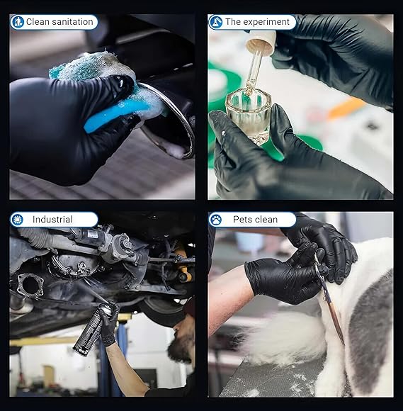 Disposable Black Nitrile Gloves, Size L, 5 Mil Latex, Pack 1000 pcs