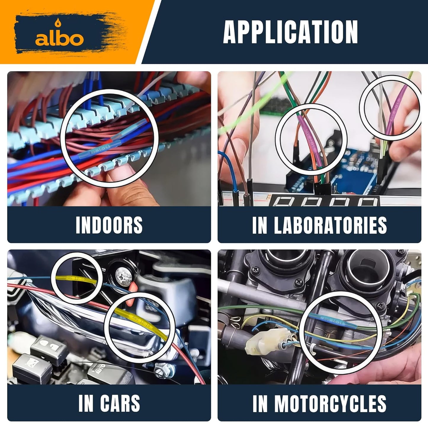 ALBO Heat Shrink Butt Connectors 26-10 AWG, Splice Connectors 0.2-6 mm?? Gauge, Set 4 Colors, 200 pcs