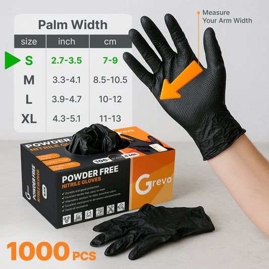 Disposable 8 Mil Black Nitrile Gloves S, 1000pcs