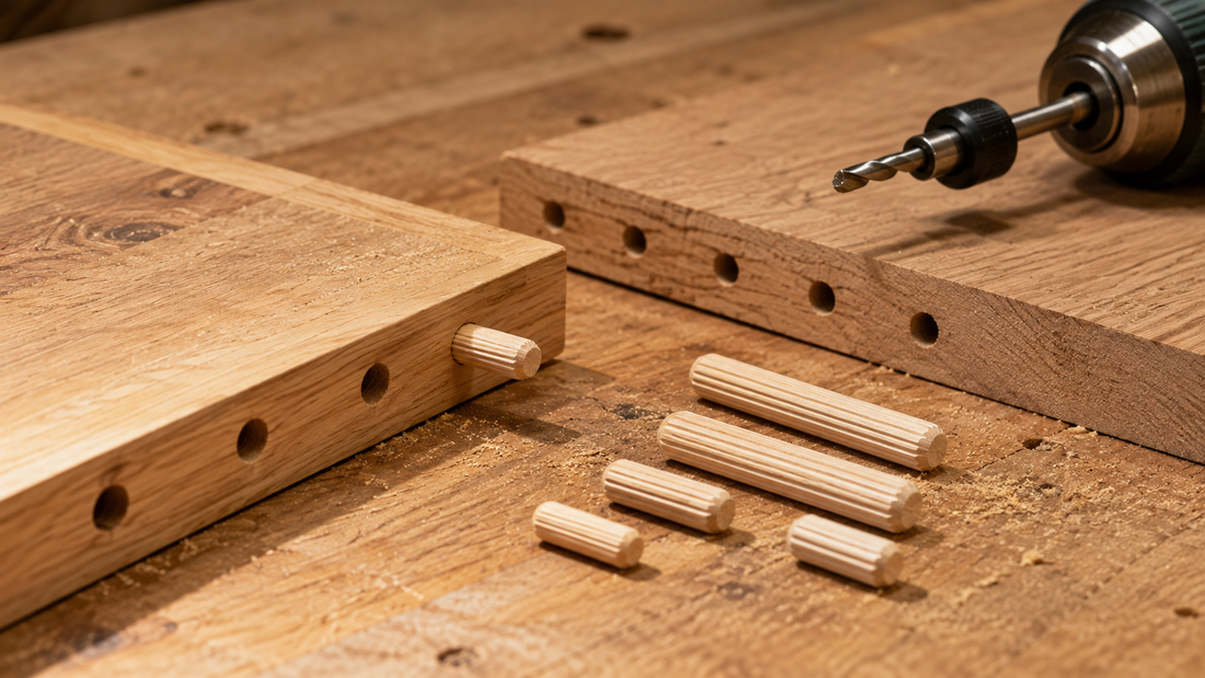 Drilling a controlled-depth hole for a fluted wood dowel pin