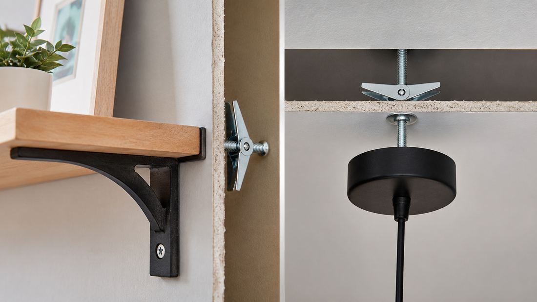 Drywall anchors used for ceiling and wall mounting applications