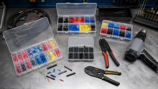 Bulk heat shrink connector kits for auto shops and marine technicians