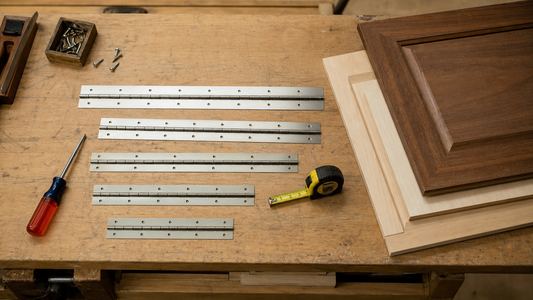Measuring piano hinge length and width for a cabinet project