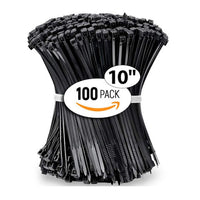 ALBO Black Zip Ties 10 Inch, Nylon Wire Ties for Indoor and Outdoor, Pack 100 pcs