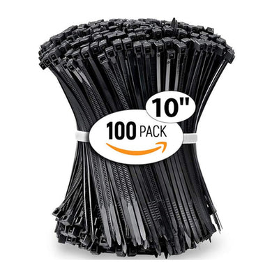 ALBO Black Zip Ties 10 Inch, Nylon Wire Ties for Indoor and Outdoor, Pack 100 pcs