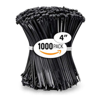 ALBO Black Zip Ties 4 Inch Length, Nylon Wire Ties, Pack 1000 pcs