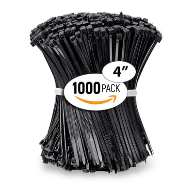 ALBO Black Zip Ties 4 Inch Length, Nylon Wire Ties, Pack 1000 pcs