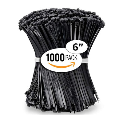 ALBO Black Zip Ties 6 Inch, Nylon Wire Ties for Indoor and Outdoor, Pack 1000 pcs