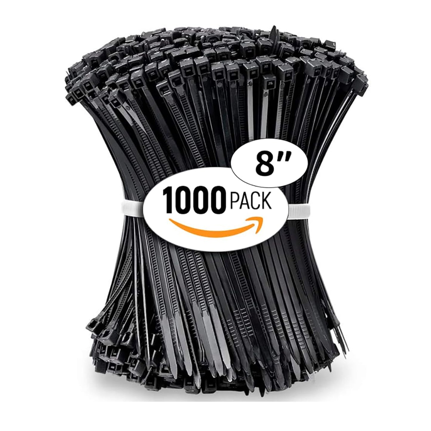 ALBO Zip Ties Black 8 Inch 1000 Pack 40 lb, Long Plastic Cable Ties Thick 0.14 Inch Tie Wraps Heavy Duty UV Resistant Nylon Wire Ties for Indoor and Outdoor