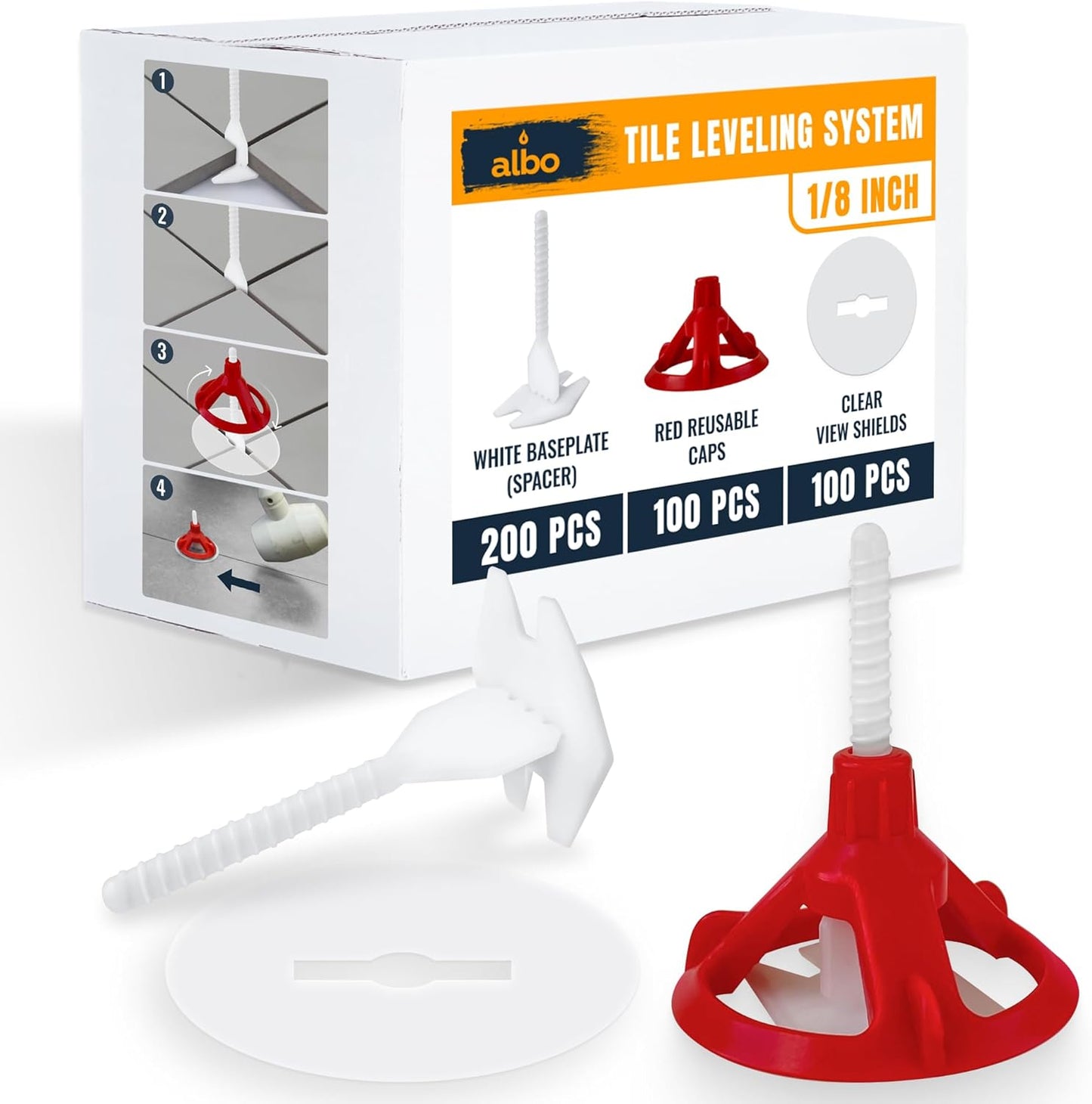 ALBO Tile Leveling System Set 1/8 inch, 200 pieces