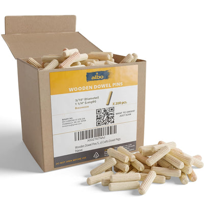 ALBO Wooden Dowel Pins 5/16 x 1 1/4 inch, pack 200 pcs