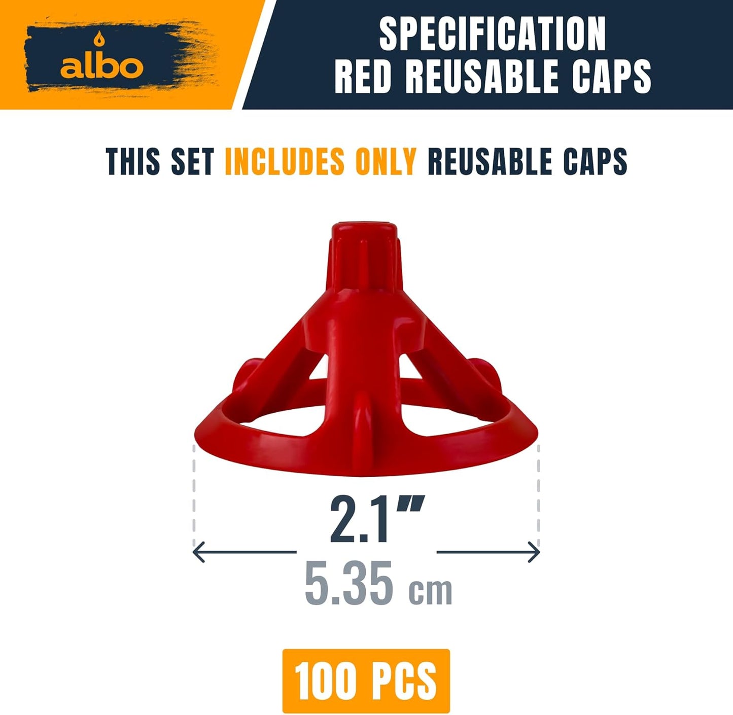 ALBO Reusable Caps for Tile Leveling System, Red, 100 pieces