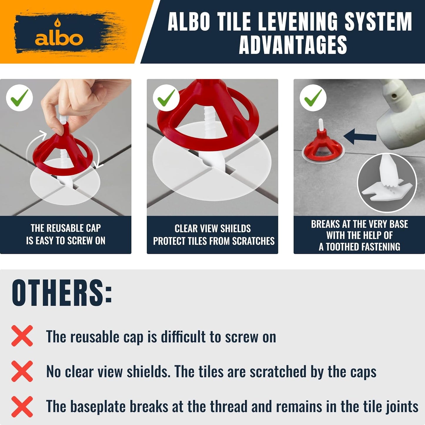 ALBO Tile Leveling System Set 1/8 inch, 200 pieces