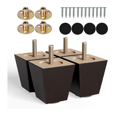 Albo Wood Heavy Duty Furniture Legs, 3 inch Height, Pack of 4 pcs, Brown