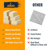 ALBO Birch Popsicle Sticks for Crafts, Foods and DIY projects, 4"/5"/6" set, 300 pieces