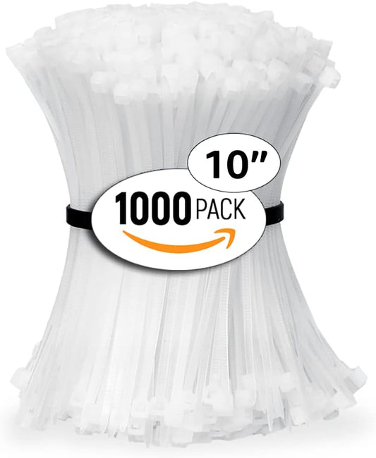 ALBO Heavy Duty White 10 Inch Zip Ties 1000 Pack