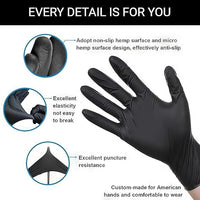 Grevo Disposable 5 & 8 Mil Black Nitrile Gloves S-XL – Heavy Duty Latex & Powder-Free – Textured, Chemical-Resistant (1000 PCS 5 Mil, Medium)