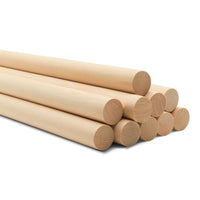 ALBO 1" x 12" Wooden Dowel Rods Set - 10 Pack Birch Natural Sturdy Hardwood Craft Sticks Woodworking Furniture Shelving Smooth Finish Versatile Size DIY Projects Bulk Professional Pack
