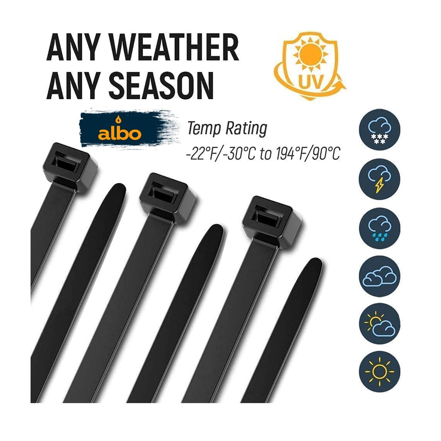 ALBO Black Zip Ties Assorted Sizes 800 Pack 4+6+8+10+12 Inch Plastic Black Cable Ties Wire Tie UV Resistant Nylon Tie Wraps Assorted Sizes