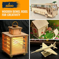ALBO Bamboo Wooden Dowel Rods , 1/8" x 6" Round Wood Sticks for Crafts and DIY, 100 pieces