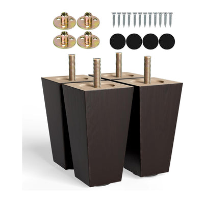Albo Wood Heavy Duty Furniture Legs, 5 inch Height, Pack of 4 pcs, Brown