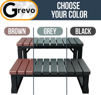 Grevo Outdoor Hot Tub Steps - Non-Slip Plastic Spa Steps, 23.6" Wide, Grey