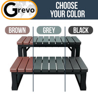 GREVO Hot Tub Steps/Spa Steps for Round or Straight Sided Spa, Non-Slip Steps for Outdoor/Indoor (Black)