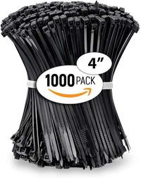 ALBO 1000 Pcs. Black Zip Ties, 4 Inch Small Nylon Cable Ties for Cord Management
