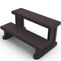 GREVO Outdoor Steps for Hot Tub Wide 31", Brown/Fits Round and Straight Pools, Non-Slip Steps, Quick Assemble