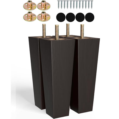 Albo Wood Heavy Duty Furniture Legs, 8 inch Height, Pack of 4 pcs, Brown