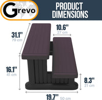 Grevo Hot Tub Steps Wide 31 inch Plastic Brown