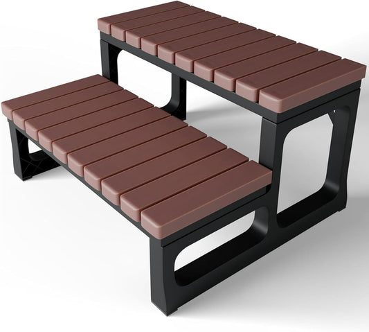Grevo Hot Tub Steps 2-Step Brown High-Density Polyethylene