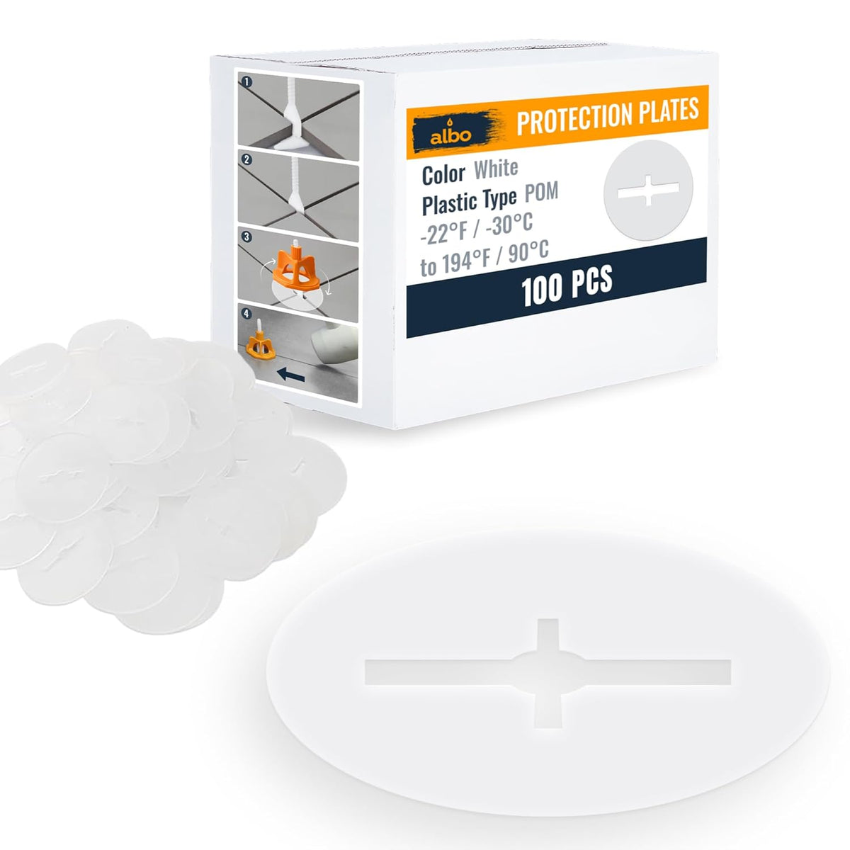 ALBO Tile Leveling System Protection Plates 100 PCS Clear